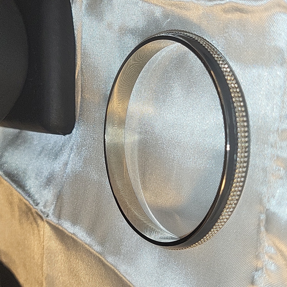 106. Lia Sophia Metallic Charcoal Silvertone Texturized Bangle Bracelet 8.5"
